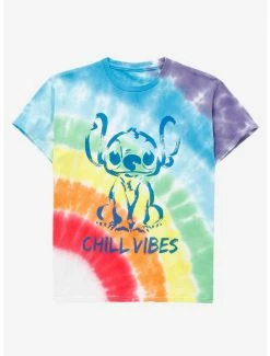 Disney Pride Lilo & Stitch Chill Vibes Rainbow Tie-Dye Youth T-Shirt - BoxLunch Exclusive
