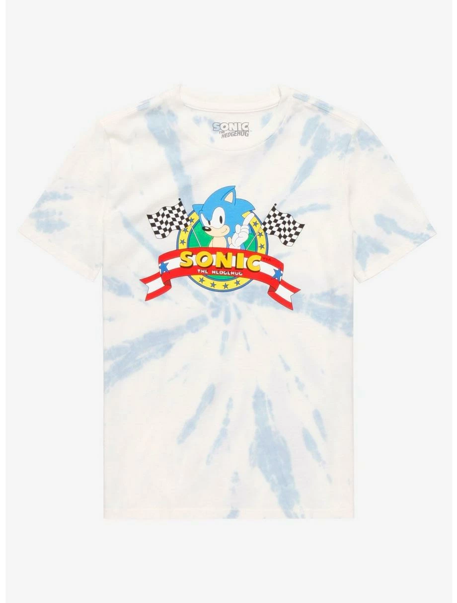 Sonic The Hedgehog Racing Emblem Youth Tie-Dye T-Shirt - BoxLunch Exclusive 3 Sonic The Hedgehog Racing Emblem Youth Tie-Dye T-Shirt - BoxLunch Exclusive