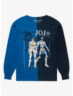 Tie-Dye JoJo's Bizarre Adventure Bruno & Zipper Man Portraits Split-Dye Long Sleeve T-Shirt - BoxLunch Exclusive